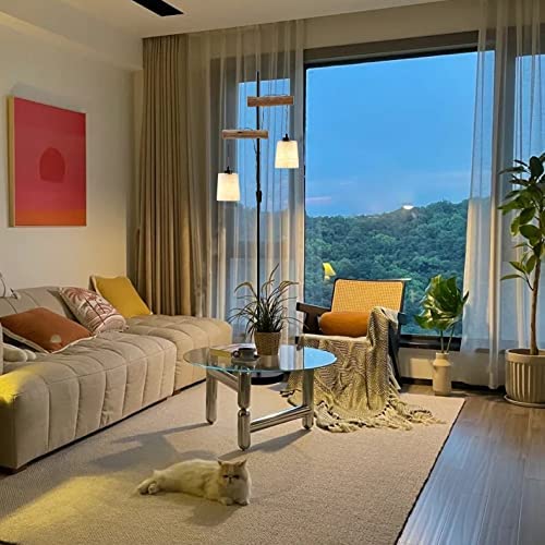 Floor Lamps for Living Room,Farmhouse Industrial Floor Lamps,68 Inch 2 Lights Wood Standing Lamp,Sturdy Base Tall Vintage Pole Light, Metal Black Floor Lamps Bedroom Office Rustic Home