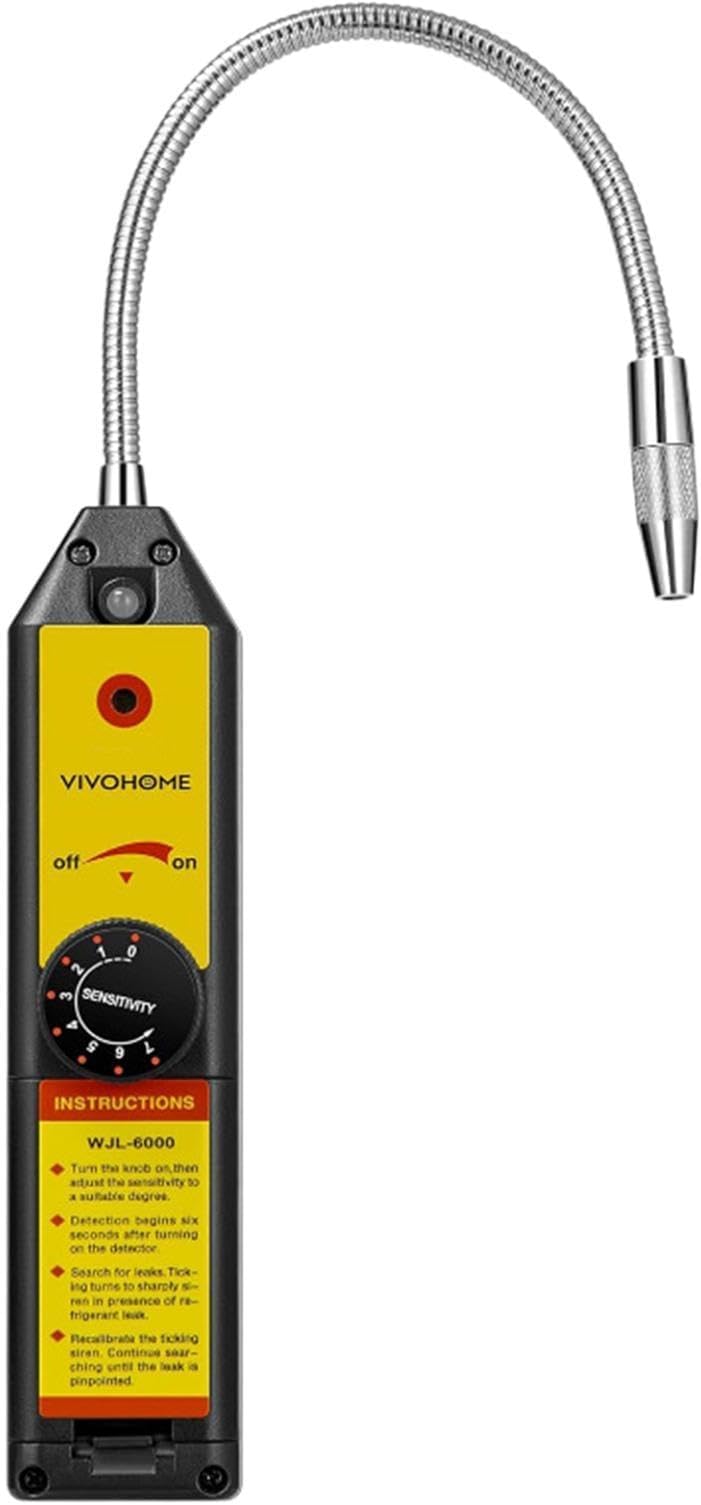 エアコンガス漏れ検知器 冷媒リークディテクター 軽量バッテリー式 高感度センサー R134a/R22/R11対応 即時警報 耐久性 トラック・RV・ATV・ボート・アパート・ガレージ用 プローブ長7.9インチ 4xAAA