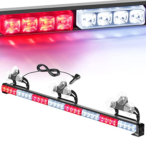 Image of Nilight 35 Inch LED Traffic Advisor Emergency Strobe Light Bar,Red White | 32 LED, 21 flash patterns, directional warning Light with cigarette lighter plug for truck construction and service vehicle