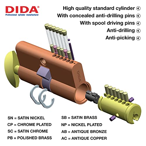 DIDA® Serratura a cilindro Euro da 100 mm, 50 T/50...