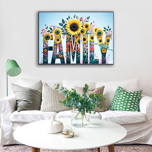 Image of WUSARPLY Family Sunflower Stamped Cross Stitch Kits for Beginners Adults