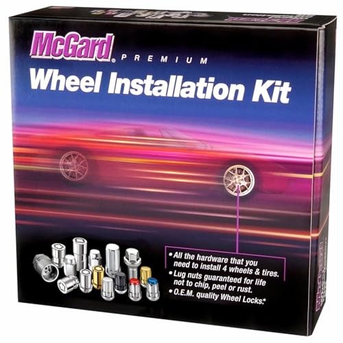 Image of McGard 65630BK Black SplineDrive 6 Lug Wheel Installation Kit (M14 x 1.5 Thread Size); Set of 20 Lug Nuts, 1 Installation Tool, 4 Wheel Locks, 1 Key, Key Storage Pouch