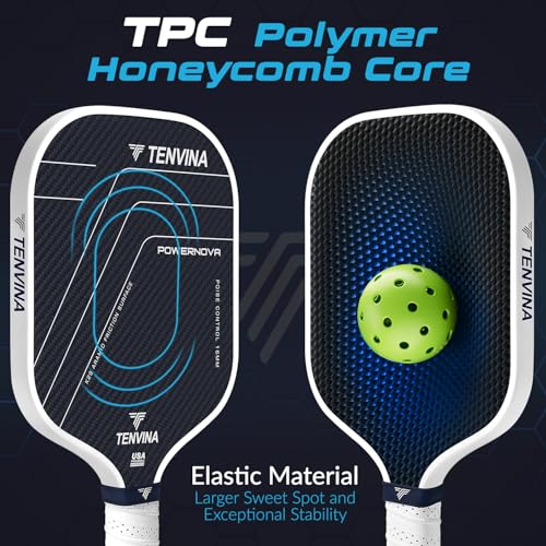 Image of TENVINA Pickleball Paddles, Multi-Layer T700SC Textured Carbon Fiber Pickleball Paddle, Pickle Ball Paddle with Strong Spin & Power Surface, 4-Types of Shapes and Thicknesses, USAPA Approved