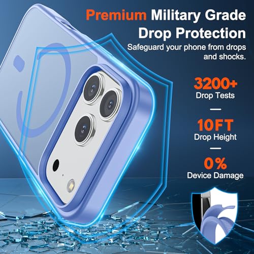 Image of SUPFINE Magnetic for iPhone 17 Pro Case (Compatible with MagSafe)(Military Grade Drop Protection) Translucent Matte Shockproof with Anti-Fingerprint Phone Cover 2025,Blue Purple