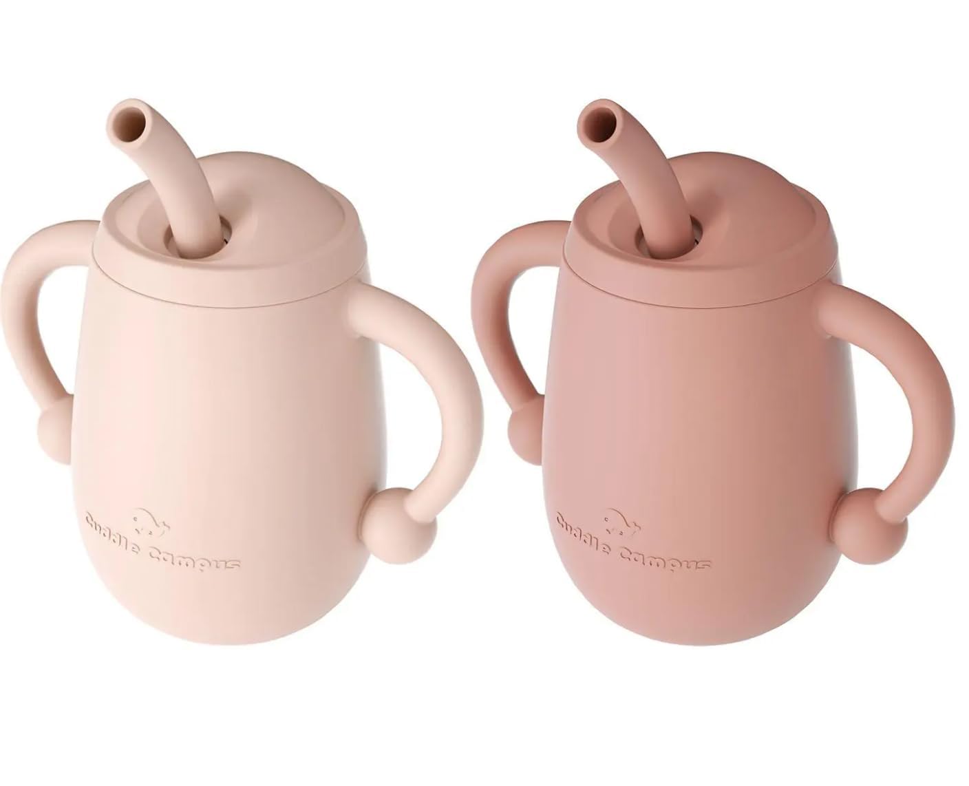 Cuddle Campus Pack of 2 Silicone Baby Training Cup, Shatterproof Toddler Sippy Cups with Straw, Open Cup for Baby, 6+ Months 4 Oz