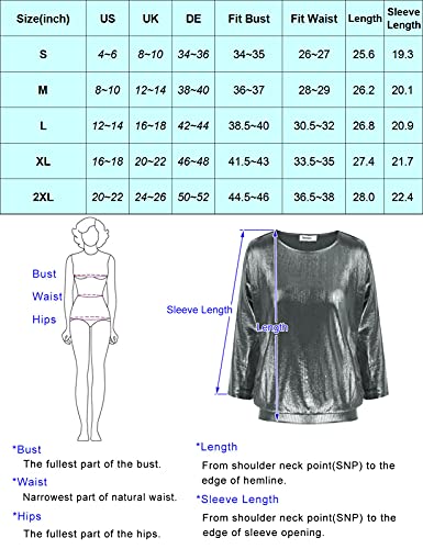 Women Glitter Shiny Metallic T Shirt Cold Shoulder Batwing Dolman Tops Club Party Holiday Sparkle Tunic Blouse Rose Gold L #TOP6