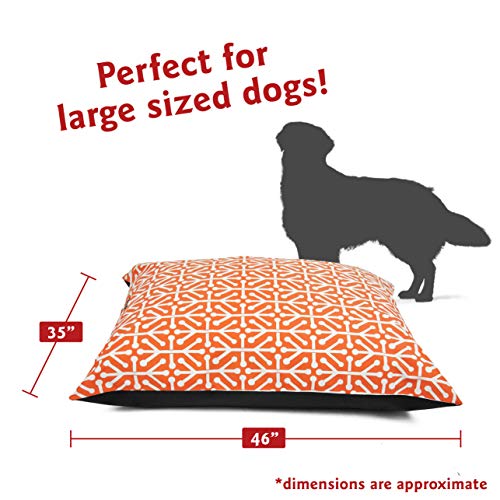 Image of Majestic Pet Large Rectangle Dog Bed - Washable, Non-Slip, Comfy Crate Pillow for Large Breeds - 46 x 35 Inch Kennel Bed - Aruba Orange