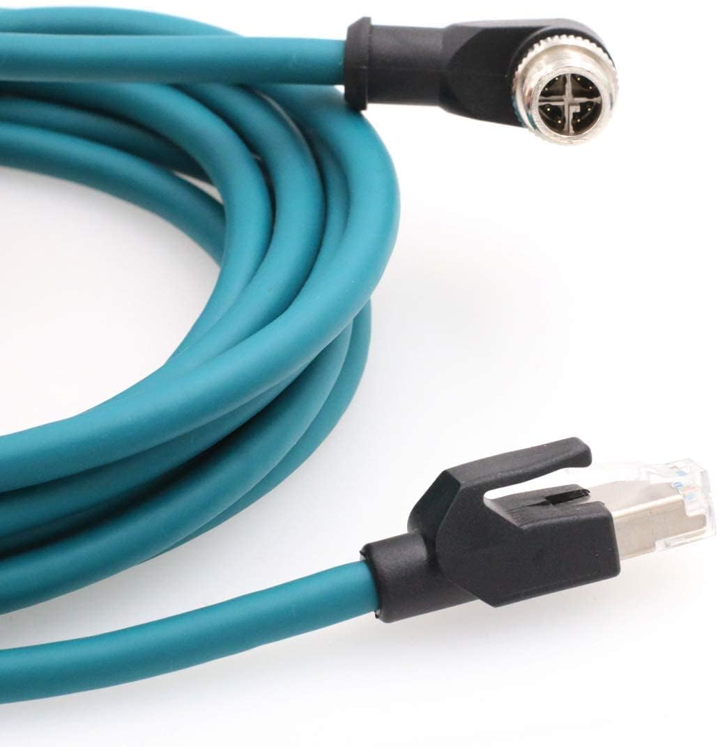 Cable Ethernet Industrial M12 X-Code A RJ45 Cat-7e - 50 Metros, Ángulo Recto, Para Cámaras Cognex Y Equipo Industrial