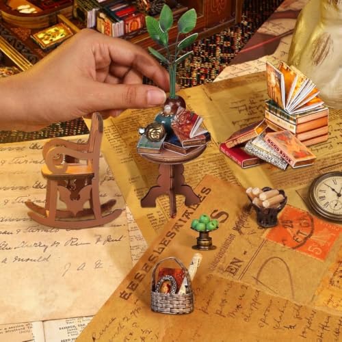 Image of PATPAT Book Nook Kit with LED, DIY Miniature House Kit 3D Wooden Dollhouse