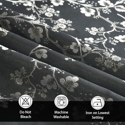 Image of FRESH FROM LOOM Heavy Jari Premium Luxury Floral Ring Top Curtain 7 Feet Long Door & Window | Light Blocking 80% Semi Blackout | Durable Stitch | Fade & Shrink Proof Parda (7feet, Grey, 1pc only)