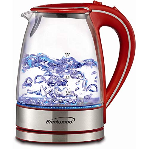 Tetera eléctrica de vidrio templado Brentwood 1.7 L roja miniatura 4