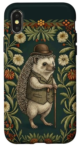 Dapper Hedgehog William Morris �X�^�C�� �t���[���� �X�}�z�P�[�X iPhone X/XS �p
