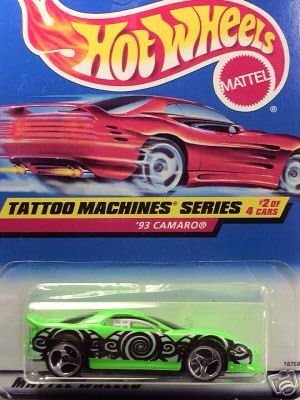 Mattel Hot Wheels 1998 164 Escala Máquinas de Tatuaje Serie Verde 1993 Chevy Camaro Die Cast Car 24