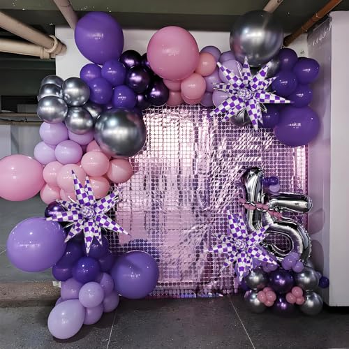 Image of Purple Gingham Balloons Check Balloons Gingham Birthday Party Decorations for Kpop Birthday Party Decoration Halloween Themed Party Decor Space Baby Shower Supplies