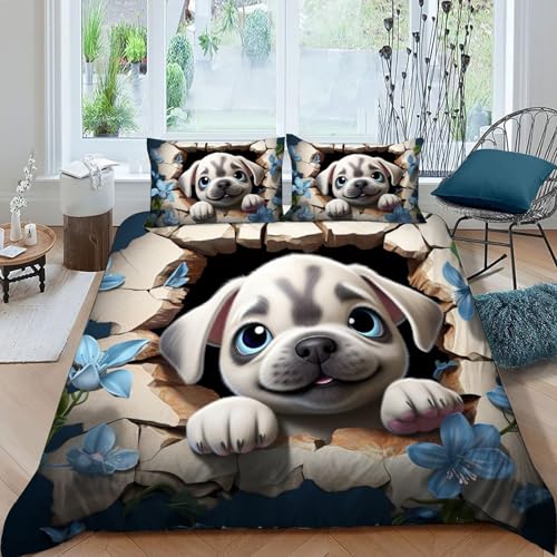 AutumnWinds Höhlenhunde Luxury 1800 Microfiber Bettwäsche-Set, 3D-Lochbruch, 3-teilig, XL Größe, Ultraweich & Atmungsaktiv Double(200x200cm)