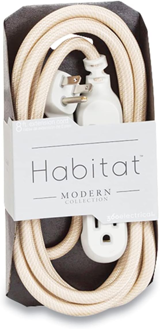 Habitat 8ft Braided Extension Cord, 3 Outlets, Gold, Low