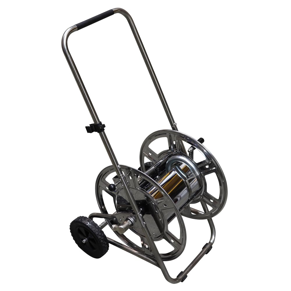 Sirocco SIRO Edelstahl Schlauchwagen, 3/4 Zoll Anschluss, Gartenschlauchwagen, Edelstahl/Messing/Verzinkter Stahl, für Schläuche bis 80m, Maximaldruck 25 bar