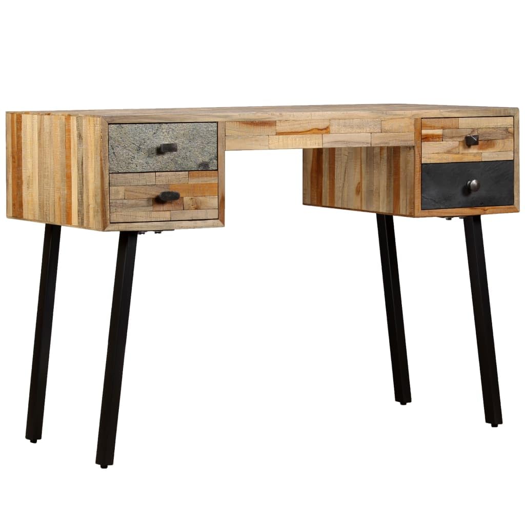 vidaXL Reclaimed Teak Wood Desk with dimensions