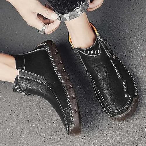 Stepthetop Motorcycle Boots Men, Men's Hand Stitched Motorcycle Boots, Wide Toe, Waterproof, For Work, Driving, Hiking3