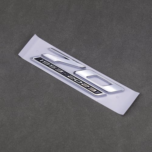 Image of 2Pc 70th Anniversary Side Emblems Car Fender 3D Badge Sticker Replacement for 2020-2024 C8 Corvette Genuine 70th (Silver Black)
