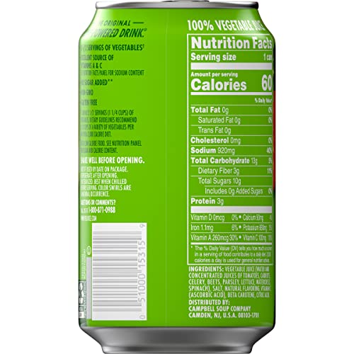 V8 Original 100% Vegetable Juice, Vegetable Blend With Tomato Juice, 11.5 Fl Oz Can (Pack Of 24) #TOP7