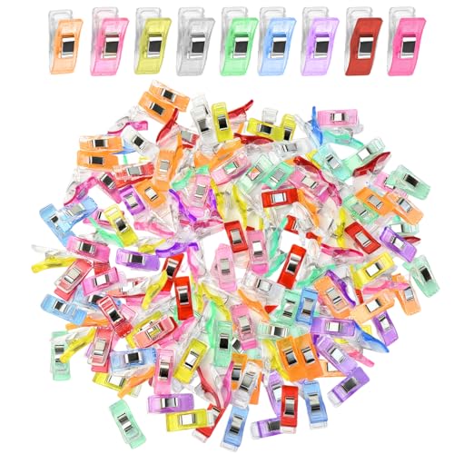 Aihoom 100 pcs Clips de Costura, Pinzas de Plástico para Costura, Accesorios de Costura para Tela y Ropa, Clips Multiusos para Manualidades, Acolchar y Tejer, Herramientas de Costura Esenciales