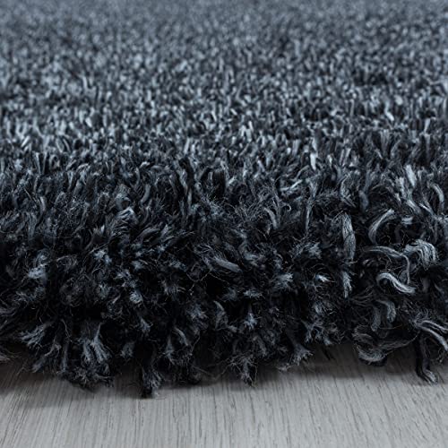 Tapis poils longs anthracite 140x200 tapis salon super doux rectangulaire