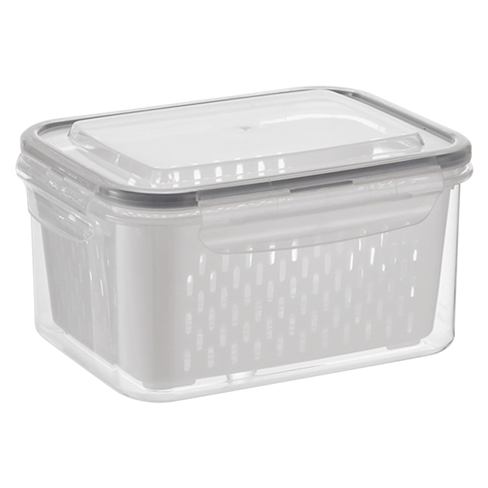 Fruit Storage Containers for Fridge Leakproof Food Storage Containers with Removable Colander Plastic Fresh Produce Saver Keep Fruits Vegetables Berry Meat Fresh Longer (Grey 850ml)