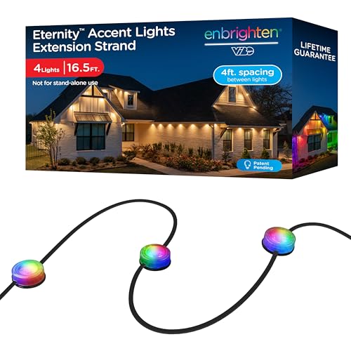 Enbrighten Vibe Eternity Accent Lights Extension Only, 16.5ft with 4 RGBWIC LEDs, Not for Standalone Use, Enbrighten 50ft or 100ft Eternity Accent Lights Needed, Extendable up to 200ft, 85718
