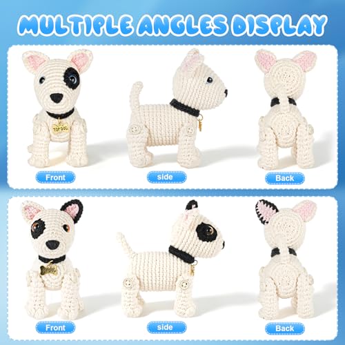 Image of Gipony Crochet Kit for Beginners Animal,Crochet Animal Kits,Crocheting Kit for Starters,Learn to Crochet with Step-by-Step Video Tutorials,Beginner Crochet Kits Adults(2 Pack Bull Terrier)