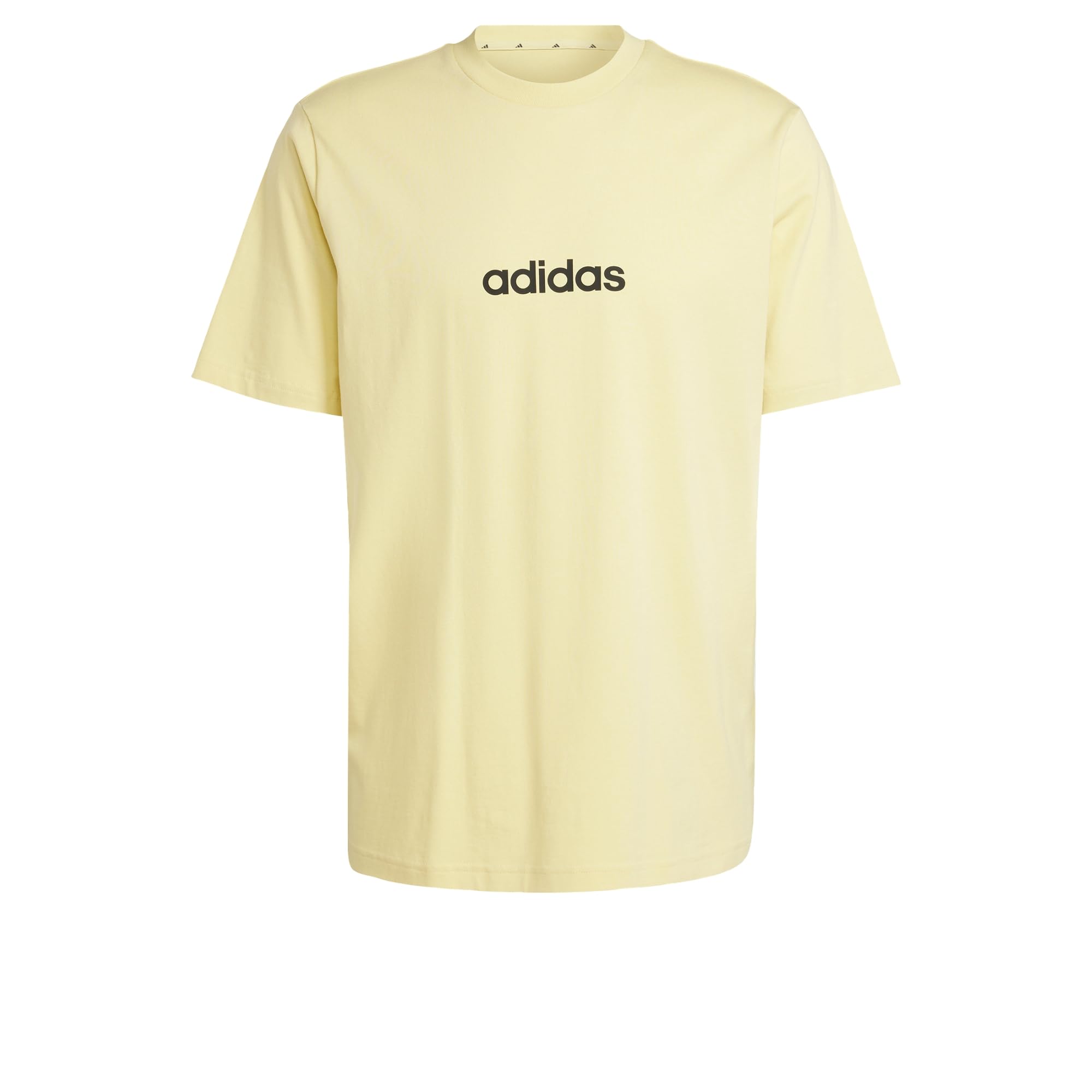 adidas Herren Essentials LINEAR Single Jersey Tee, Powder Yellow/Black, S