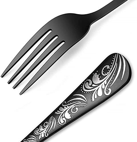 Black Silverware Set, Elegant Life 30-Piece Stainless Steel Flatware Cutlery Set, Knife Fork Spoon Flatware, Mirror Finish, Smooth Edge, Service for 6 (Black)