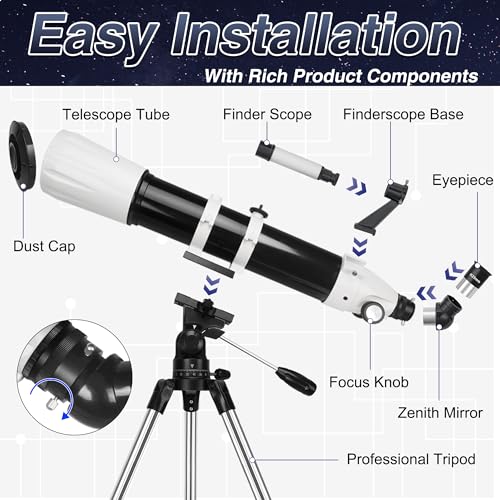 Hawkko 100900-001 Telescope, 90Mm Aperture 900Mm Professional Telescopes For Adults Astronomy thumb #3