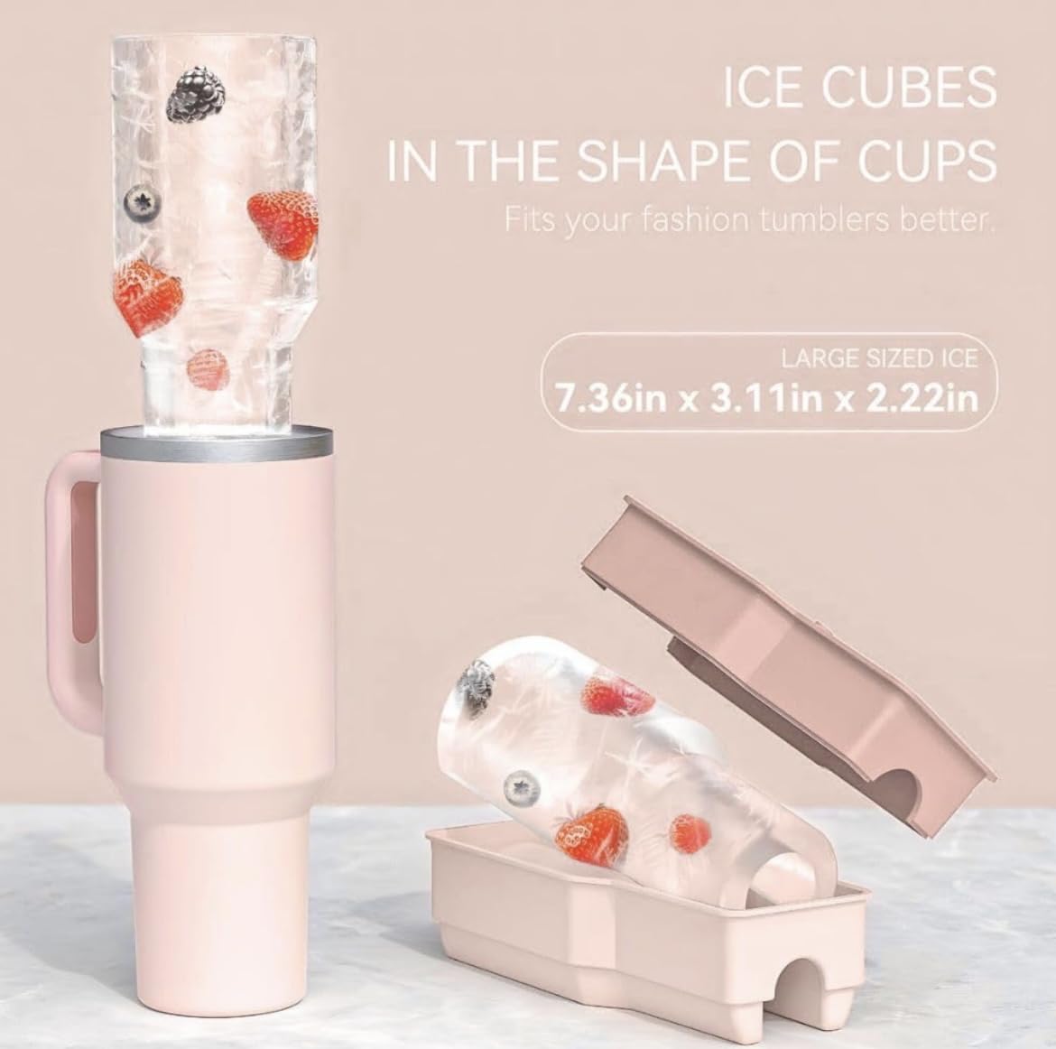 Stanley Cup için Buzluk Tepsisi 30-40 oz | Kapaklı Silikon Silindir Buz Kalıbı
