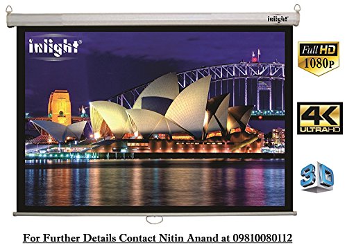 Image of Inlight Universal Manual Wall Autolock Pull Down Projector Screen, | 6 Ft. - Width x 4 Ft. - Height, 84 Inch Diagonal, 4:3 Picture Format, Supports Full HD 1080P, UHD-3D-4K Technology(White)