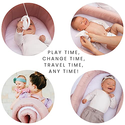 Lulyboo Indoor/Outdoor Cuddle & Play Baby Travel Lounge, Portable, Adjustable Baby Nest Backpack, Blush