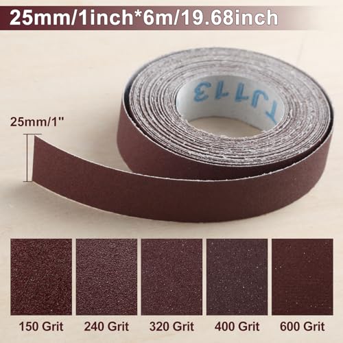 GOLD DEER Schleifpapier-Set mit 5 Körnungen, Schleifpapierrolle, verschiedene Rollen, Schleifpapier, 150, 240, 320, 400, 600, Körnung 150, 240, 320, 400, 600, für Holz, Metall, Polieren