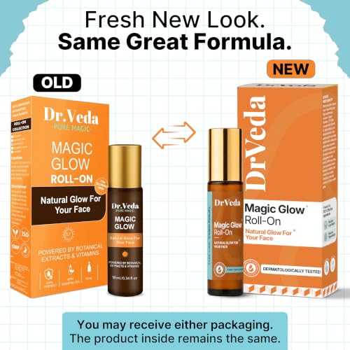 Image of Magic Glow Face Serum Roll-On | Glowing Skin & Tan Removal | Brightening, Hydrating & Dark Spot Reduction | With Niacinamide, Hyaluronic Acid & Natural Extracts | For Women & Men | 10 ml