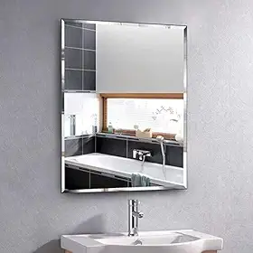 Espelho Bisotê Retangular Decorativo 80X60cm Chanfro de 20mm Vidro de 4mm de Espessura, Ideal para Sala, Banheiro, Quartou ou Cozinha.