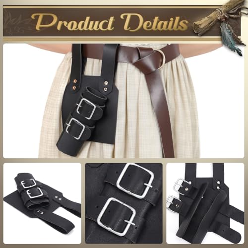 Image of GORGECRAFT Brown Sword Holster PU Leather Medieval Retro Dagger Adjustable Protective Cover Case Shoulder Back Sheath Bu