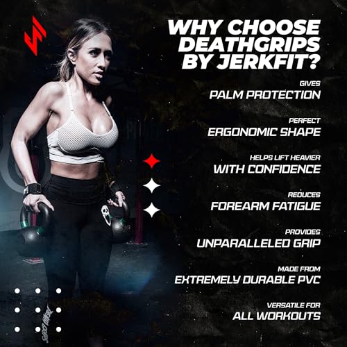 JerkFit Death Grips Ultra Lifting Straps for Deadlifts, Pull Ups, Heavy Shrugs | Lifting Hand Grips with Padded Support | Palm Protection & Increased Grip for Heavy Pull Lifts. (Pair)