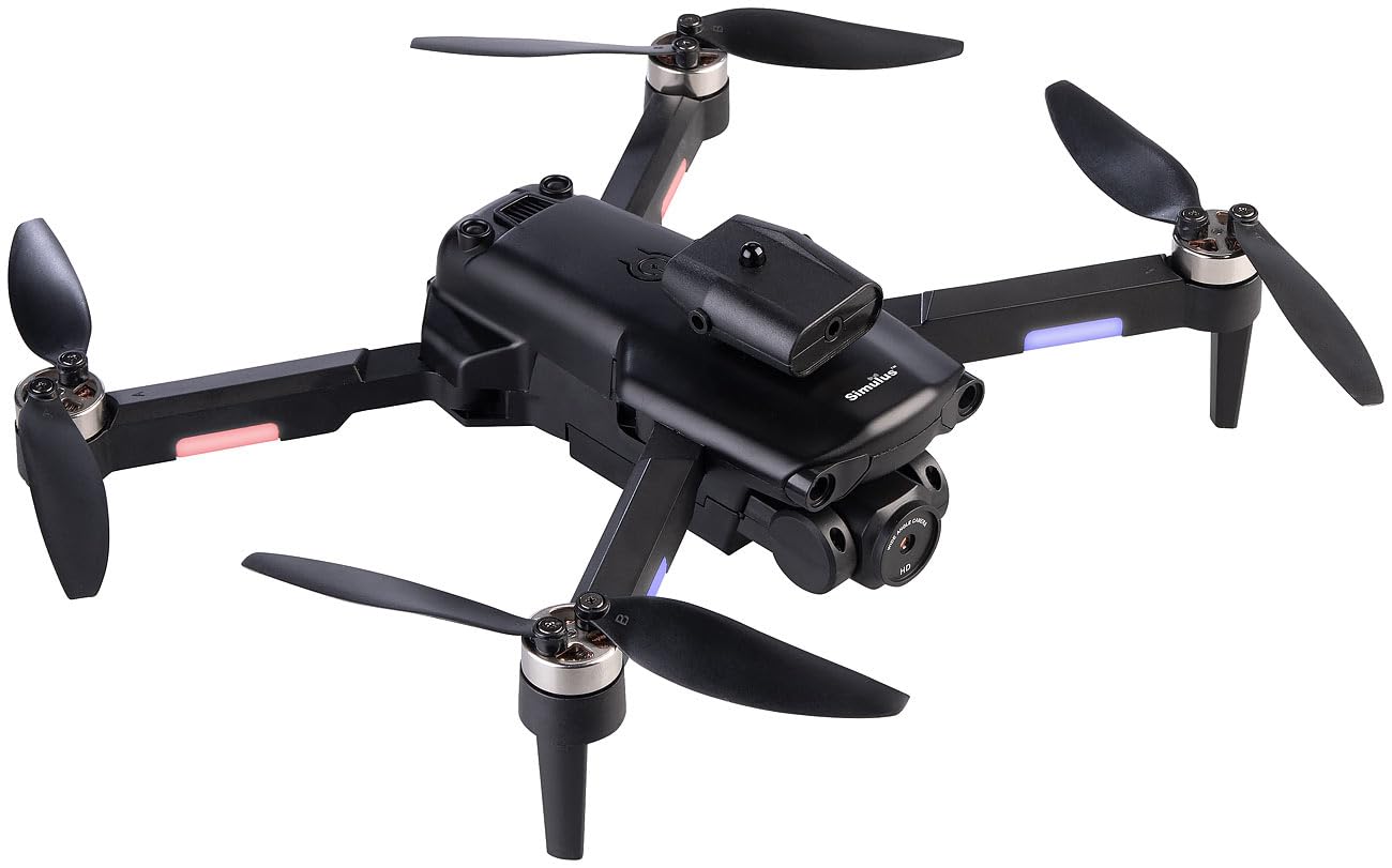 Simulus Quadrocopter: Faltbare RC-WLAN-Drohne mit HD-Kamera und Hindernisvermeidung (Drohne Quadrocopter, Faltbare Quadcopter, LED)