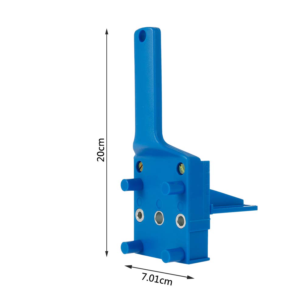 Dima per fori tascabili 6/8/10 mm, Guida Girevole per Legno per Lavorazione del Legno ad Angolo (1 Pezzo, Blu)
