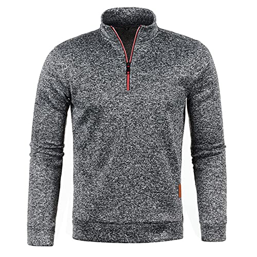 Mens Lined Quarter Zipper Sweaters Crewneck Long Sleeve Pullover Solid Lightweight Fall Winter Casual Fashion Tops2