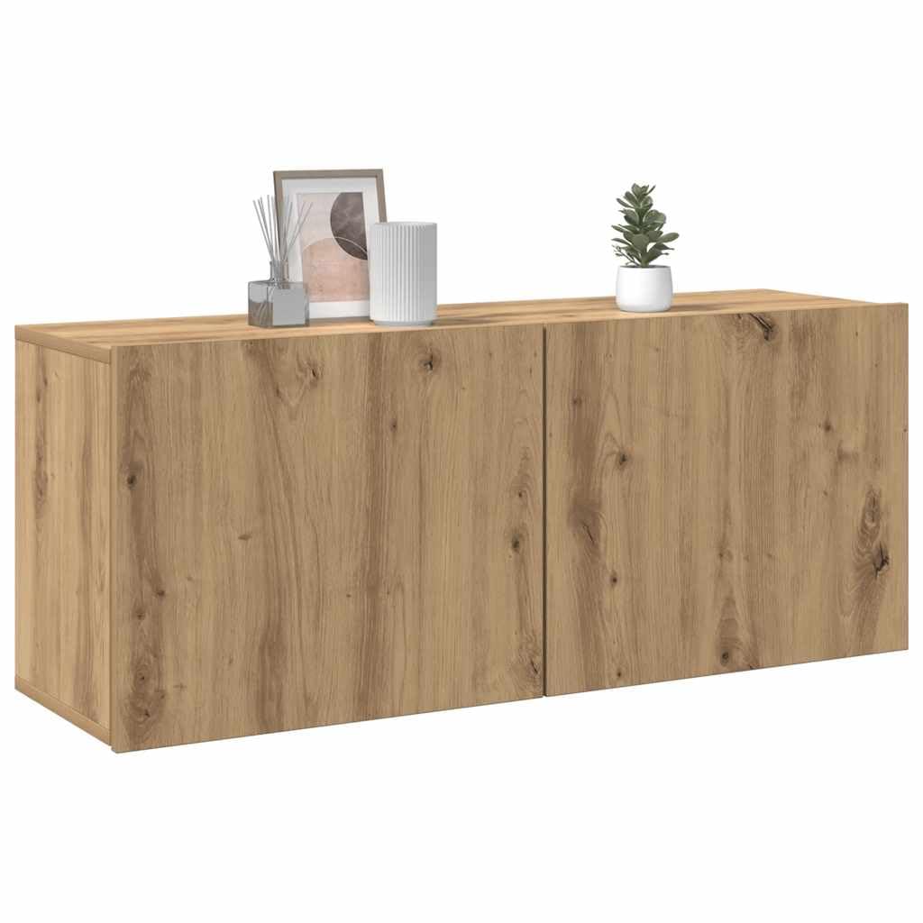 Drewnopochodny Ścienna montażowa Szafka pod telewizor 100x30x41 cm Brąz