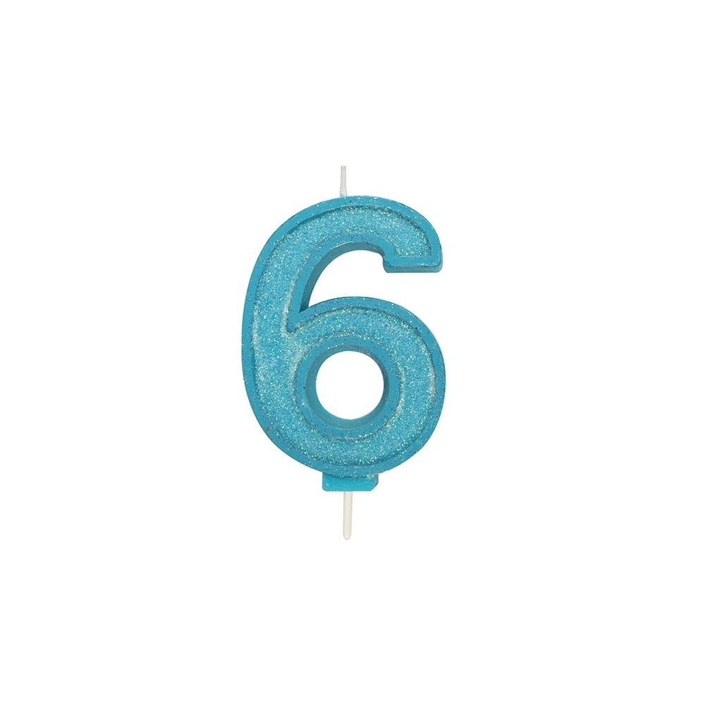 Culpitt Sparkle Number Candle 6 Blue, Model 613808