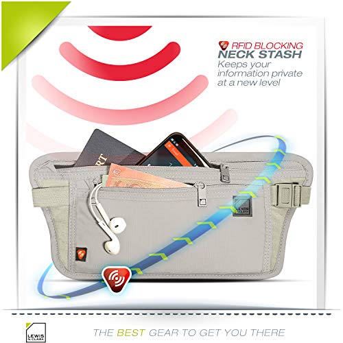 lewis n clark rfid blocking money belt travel pouch waist stash  credit card id passport holder for women amp men