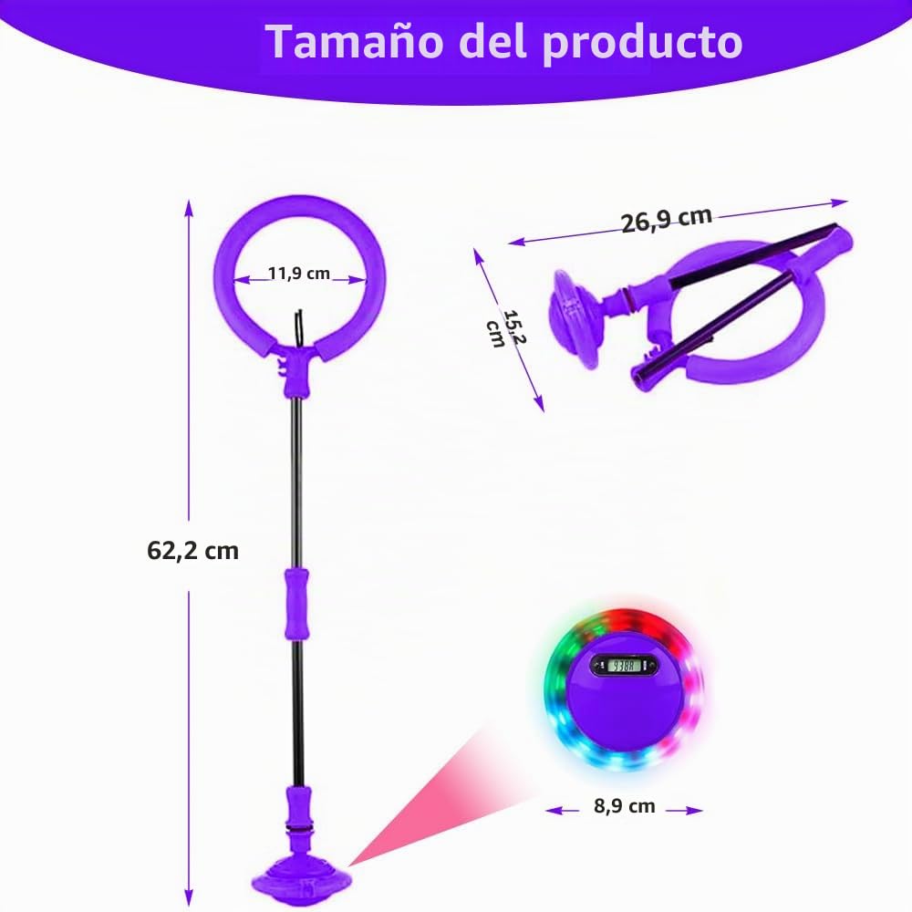 Anillo De Salto Intermitente LED – Pelota Saltarina Plegable Con Luces Por Inducción, Deportiva Para Niños De 6 A 9 Años, Color Rosa