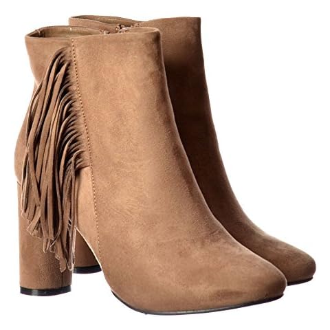 Onlineshoe Women's Taupe Suede Block Heeled Ankle Boot Cover