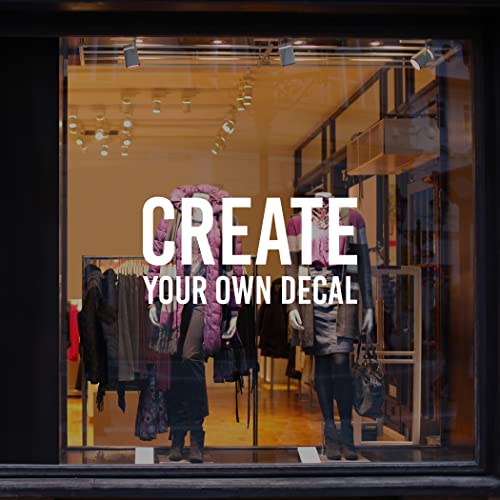 Create a Custom Business Vinyl Wall Window Decal - Business Name - 4 Lines of Text and Flourish - Choose from 18